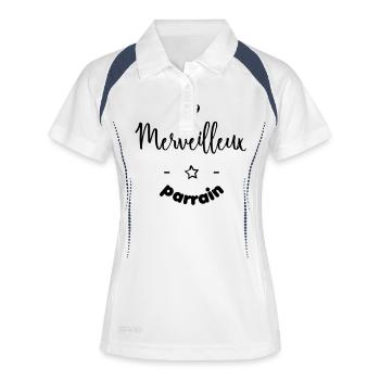 Merveilleux parrain - Polo respirant Femme - blanc/marine - Devant
