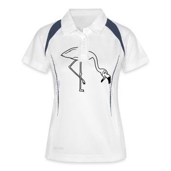 lachen mund auf essen trinken beugen unten flaming - Frauen Polo atmungsaktiv - Weiß/Navy - Vorne