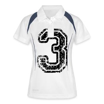 3 - Nummer - Frauen Polo atmungsaktiv - Weiß/Navy - Vorne