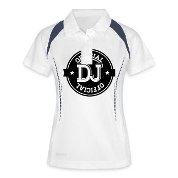 official_dj_2__f1 - Frauen Polo atmungsaktiv - Weiß/Navy - Vorne