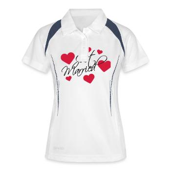 Just Married Logo - Frauen Polo atmungsaktiv - Weiß/Navy - Vorne