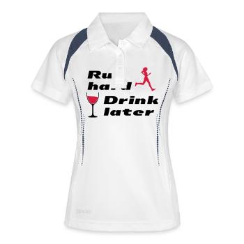 Run hard Drink later (2c) - Frauen Polo atmungsaktiv - Weiß/Navy - Vorne