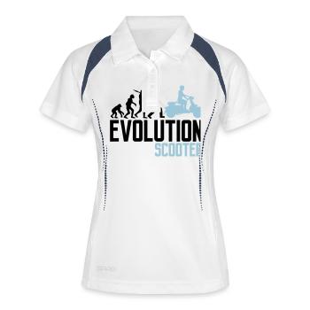 motor evolution elektroroller clipart elek - Frauen Polo atmungsaktiv - Weiß/Navy - Vorne