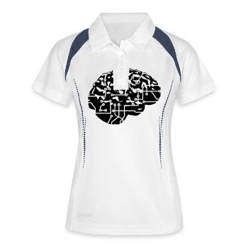 la conception du cerveau machine cerveau cyborg in - Polo respirant Femme - blanc/marine - Devant