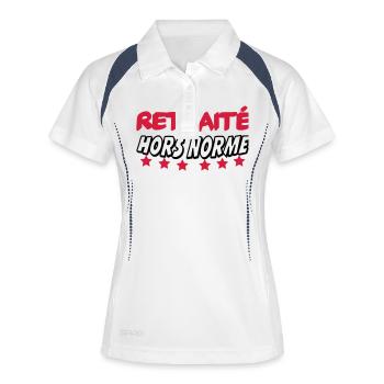 Retraité hors norme - Frauen Polo atmungsaktiv - Weiß/Navy - Vorne