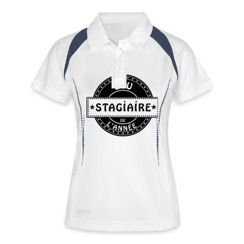 elu stagiaire - Polo respirant Femme - blanc/marine - Devant