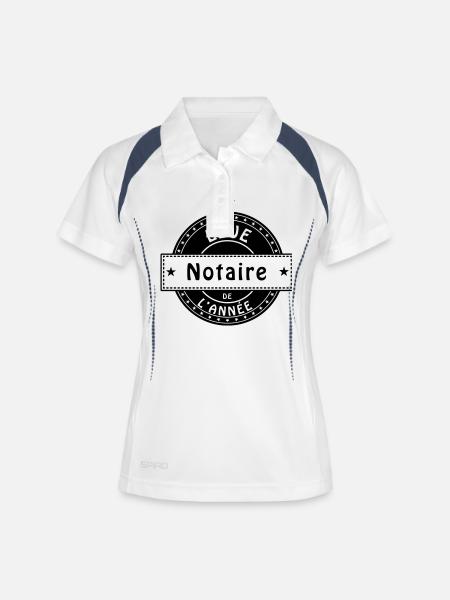 elue notaire - Polo respirant Femme - blanc/marine