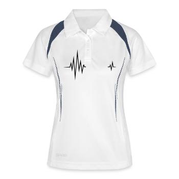 Votre texte pouls, fréquence, Saint Valentin, love - Polo respirant Femme - blanc/marine - Devant