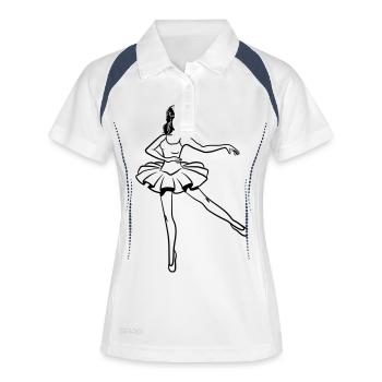 ballerine de danse - Polo respirant Femme - blanc/marine - Devant