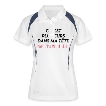 Schizophrène Schizo Folie Humour Fou Malade - Polo respirant Femme - blanc/marine - Devant
