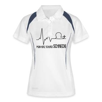 mein herz schlägt schnecke - Frauen Polo atmungsaktiv - Weiß/Navy - Vorne