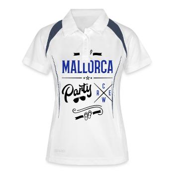 mallorca party crew - Frauen Polo atmungsaktiv - Weiß/Navy - Vorne