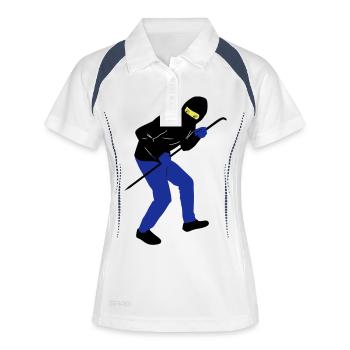 einbrecher - Frauen Polo atmungsaktiv - Weiß/Navy - Vorne