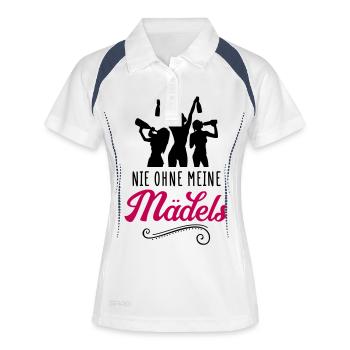 girls nie ohne meine maedels - Frauen Polo atmungsaktiv - Weiß/Navy - Vorne