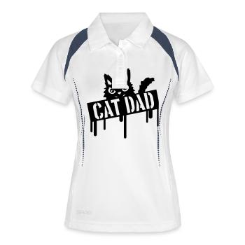 Katzen Vater Stempel Logo - Frauen Polo atmungsaktiv - Weiß/Navy - Vorne