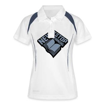 n’arrêtez jamais d’apprendre la citation - Polo respirant Femme - blanc/marine - Devant