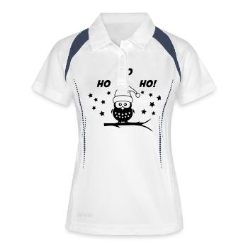 Hibou Noël Père Noël - Polo respirant Femme - blanc/marine - Devant