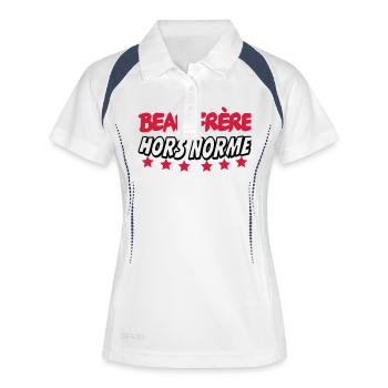 Schwager AUSSERHALB DER NORM - Frauen Polo atmungsaktiv - Weiß/Navy - Vorne