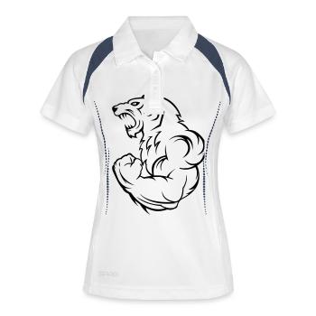 loup tigre fort - Polo respirant Femme - blanc/marine - Devant