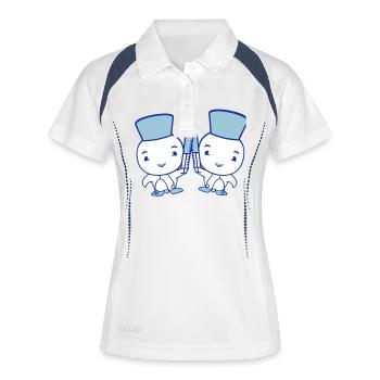 2 Enten Krankenschwester Arzt Spritze Freunde Crew - Frauen Polo atmungsaktiv - Weiß/Navy - Vorne