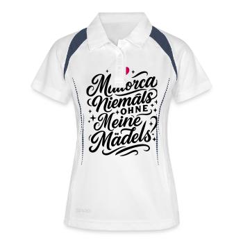 Mallorca Mädels Urlaub Team - Frauen Polo atmungsaktiv - Weiß/Navy - Vorne