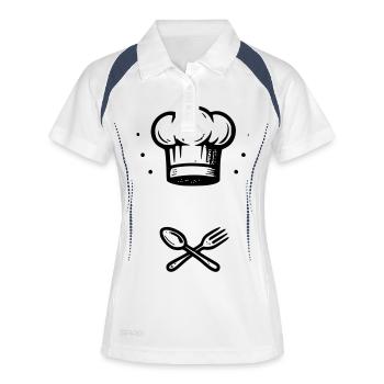 Chef et ton PRENOM - Polo respirant Femme - blanc/marine - Devant