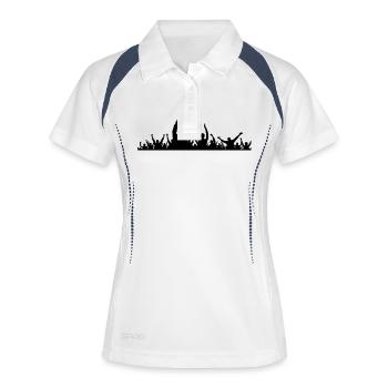 Menschen - Fans Gruppe Jubel - Frauen Polo atmungsaktiv - Weiß/Navy - Vorne
