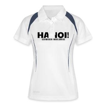 ha noi - schwäbisch - Frauen Polo atmungsaktiv - Weiß/Navy - Vorne