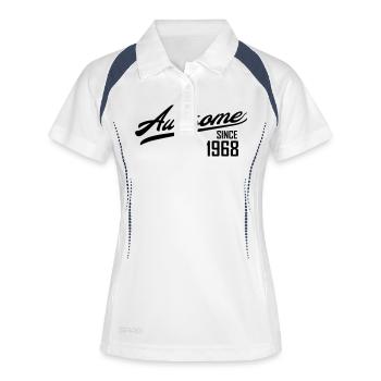 Awesome Since 1968 - Frauen Polo atmungsaktiv - Weiß/Navy - Vorne
