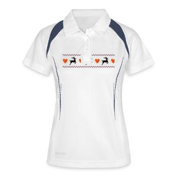 Rentiere - Frauen Polo atmungsaktiv - Weiß/Navy - Vorne