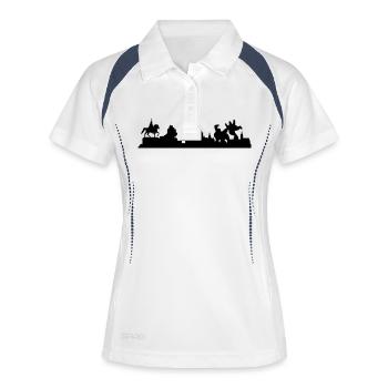 Hannover // Skyline // Silhouette // Skylineshirt - Frauen Polo atmungsaktiv - Weiß/Navy - Vorne