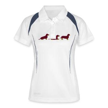 sit down stay teckel 2 - Polo respirant Femme - blanc/marine - Devant