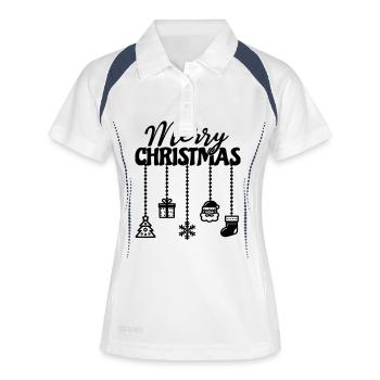 Décor suspendu de Noël - Polo respirant Femme - blanc/marine - Devant