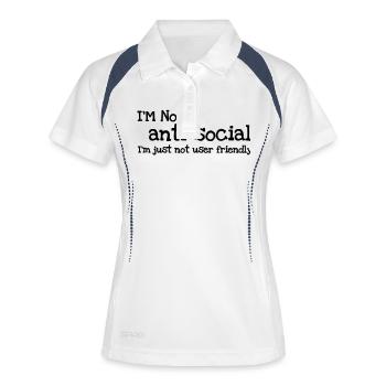 Social geek - Polo respirant Femme - blanc/marine - Devant
