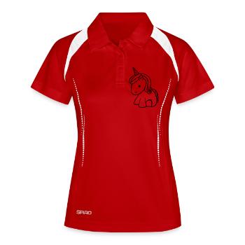 Einhorn - Frauen Polo atmungsaktiv - Weiß/Navy - Vorne