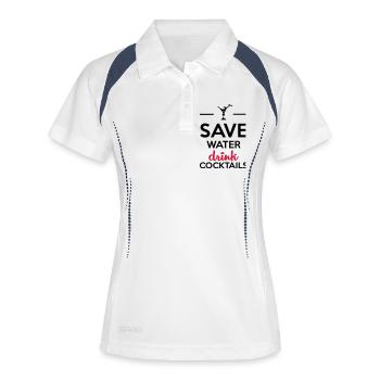 Alcohol Fun Shirt-Save Water drink cocktails - Women's Polo breathable - white/navy - Front