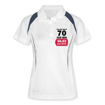 ich bin nicht 70 - Frauen Polo atmungsaktiv - Weiß/Navy - Vorne