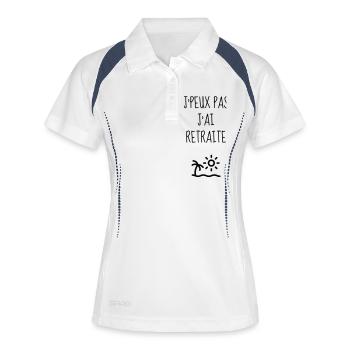 retraite / retraité / retraitée / pension - Polo respirant Femme - blanc/marine - Devant