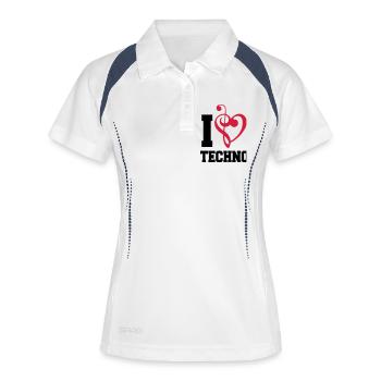 I Love Techno Music Music Note Love Heart Bass Note - Women's Polo breathable - white/navy - Front