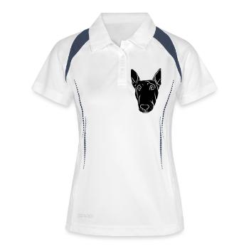 Bullterrier Kopf schwarz - Frauen Polo atmungsaktiv - Weiß/Navy - Vorne