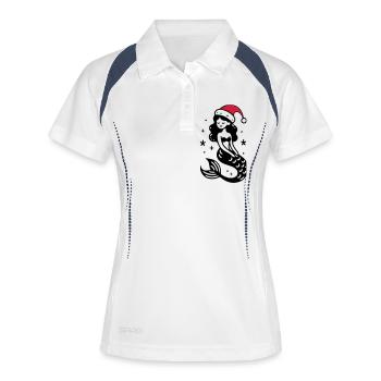 Noël sirène - Polo respirant Femme - blanc/marine - Devant