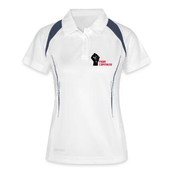Fight Capitalism - Frauen Polo atmungsaktiv - Weiß/Navy - Vorne