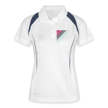 Lignes de forme triangulaire nombreuses lignes mot - Polo respirant Femme - blanc/marine - Devant
