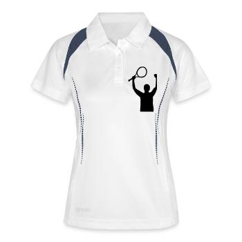 Tennis - Frauen Polo atmungsaktiv - Weiß/Navy - Vorne