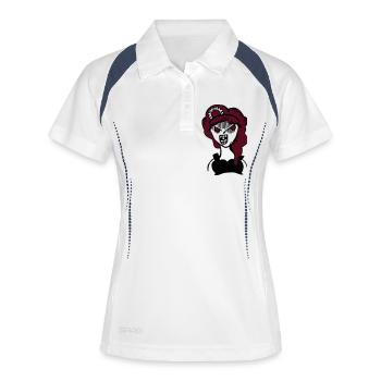 AngryGirl - Frauen Polo atmungsaktiv - Weiß/Navy - Vorne
