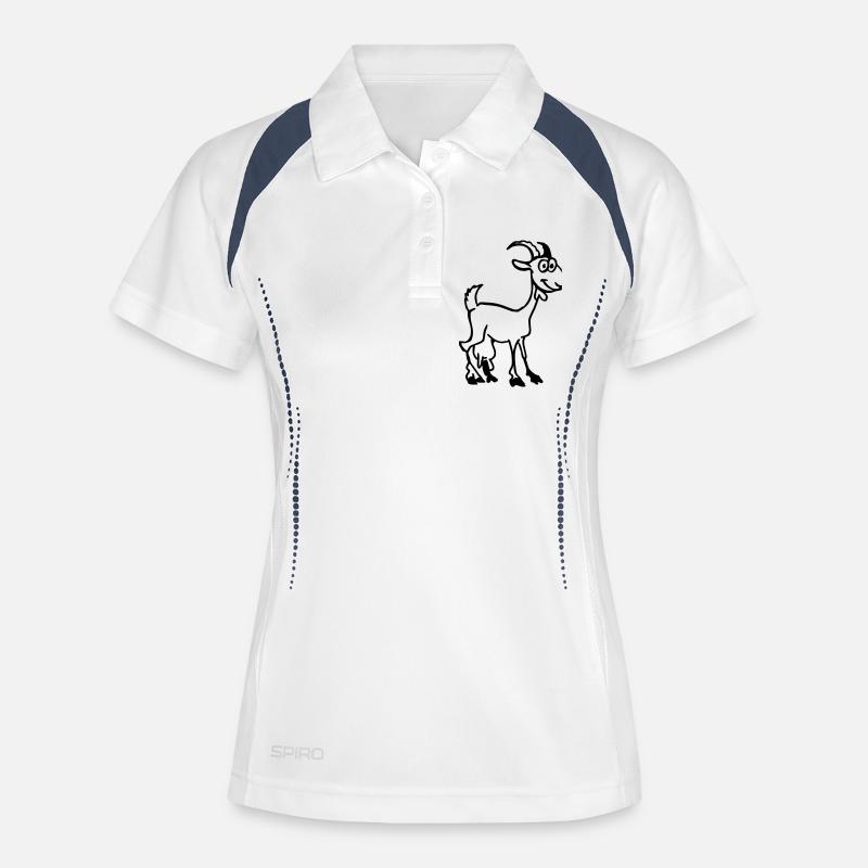 Chèvre - Polo respirant Femme - blanc/marine