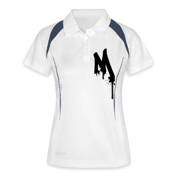 M graffiti gouttes Farbklex spray - Polo respirant Femme - blanc/marine - Devant