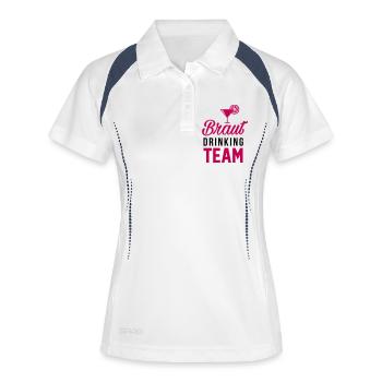 Braut Drinking Team - Team Braut - Frauen Polo atmungsaktiv - Weiß/Navy - Vorne