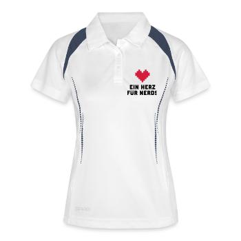 Ein Herz für Nerds (Geschenk) - Frauen Polo atmungsaktiv - Weiß/Navy - Vorne