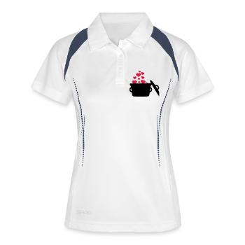 Kochmütze 5 Sterne Herzen Liebe - Frauen Polo atmungsaktiv - Weiß/Navy - Vorne